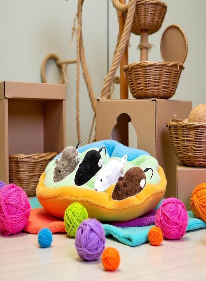 Sluswallow 1 Pc Random Color Furry Mice Cat Toy Wind Up Toys Realistic Mouse Toys Funny Moving, Cat Mice and Animals Toys Interactive Play for Kitten Mouse - Image 2